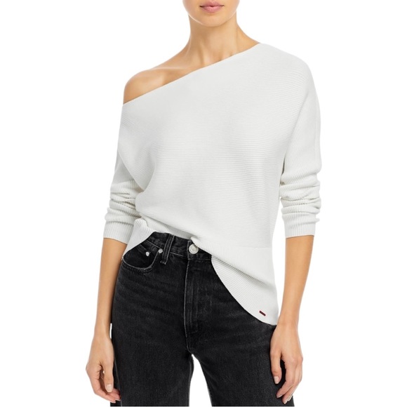 n:PHILANTHROPY White Ribbed Off Shoulder Long Sleeve Sweater NWT size Large - Picture 1 of 12